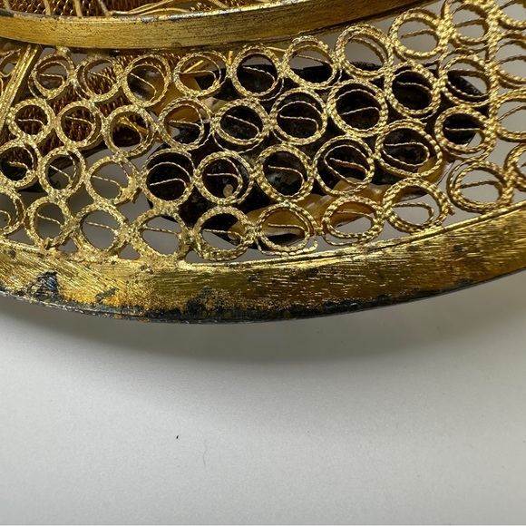 Golden Blue Dragon Wall Piece Chinese cloisonne copper filligre intricate design - Picture 9 of 15